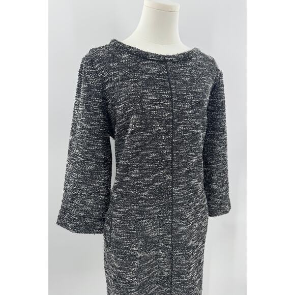 Banana Republic Black White Boucle Dress XL Long Sleeve Stretch Sheath - Picture 3 of 10
